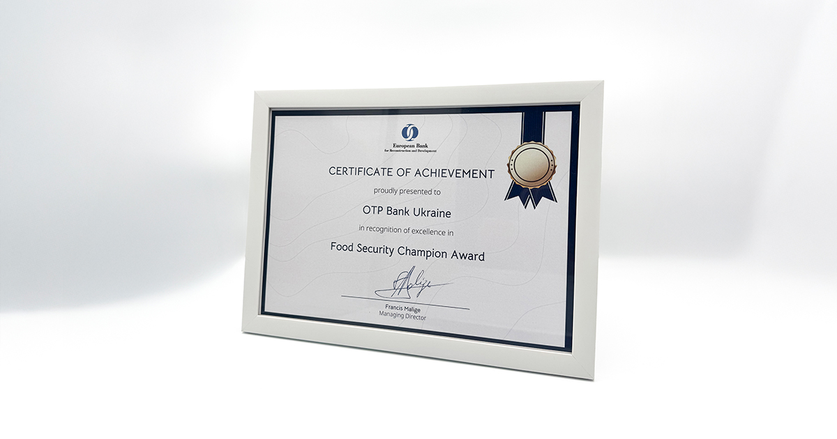 OTP BANK received EBRD “Food Security Champion” award