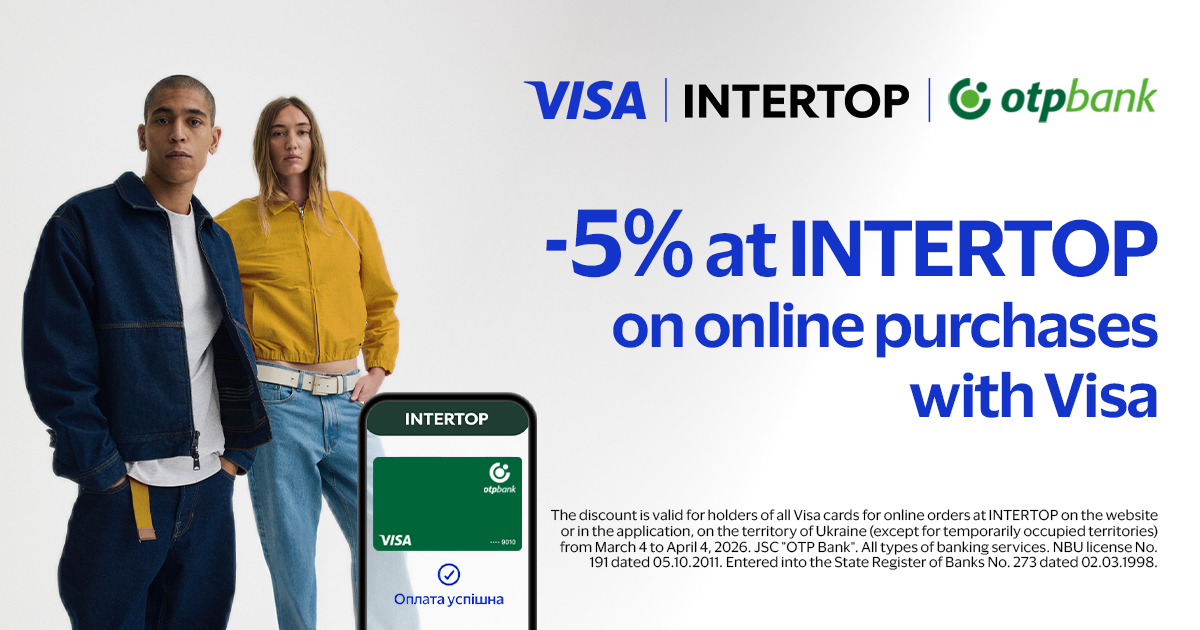 Update your wardrobe at INTERTOP with a 5% discount using your Visa card from OTP Bank