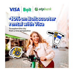 Drive around the city with benefits: 10% Off Bolt scooter rentals for OTP BANK Visa cardholders