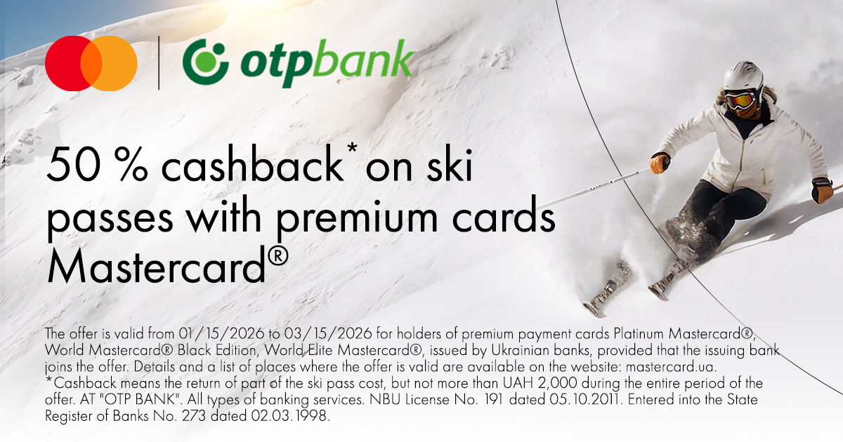 Get 50% Cashback on Ski Pass Purchases with Premium Mastercard® Cards from OTP Bank