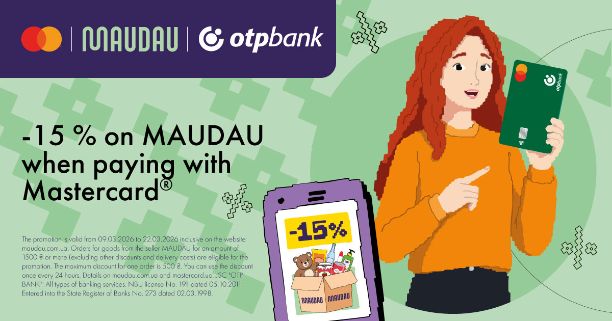 -15% on MAUDAU when paying with an OTP Bank Mastercard® card!