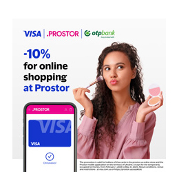 Buy with a 10% discount on the Prostor website with a Visa card from OTP BANK