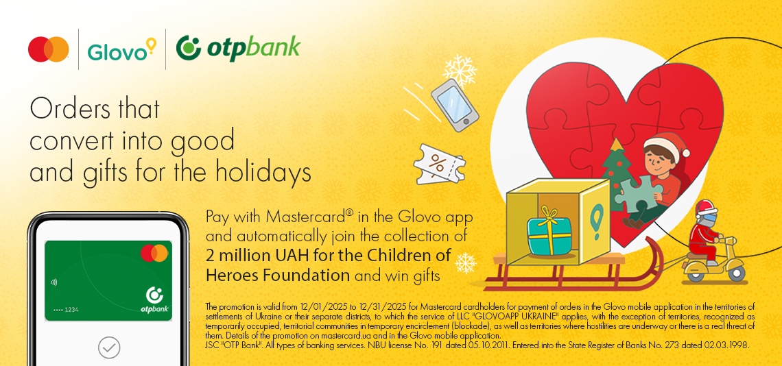 Turn your Glovo orders into good deeds with Mastercard cards from OTP Bank