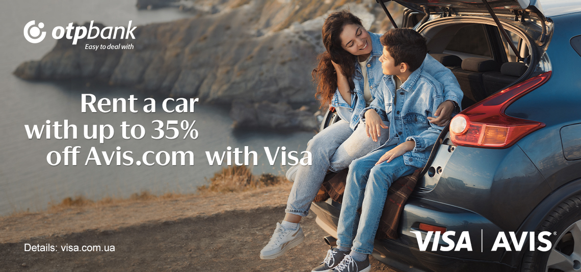 Rent a car with up to 35% off Avis.com with Visa