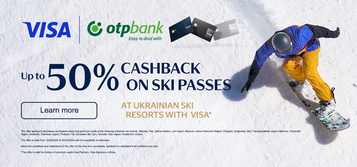 Up to 50% cashback on skipasses with OTP Bank premium cards from Visa!