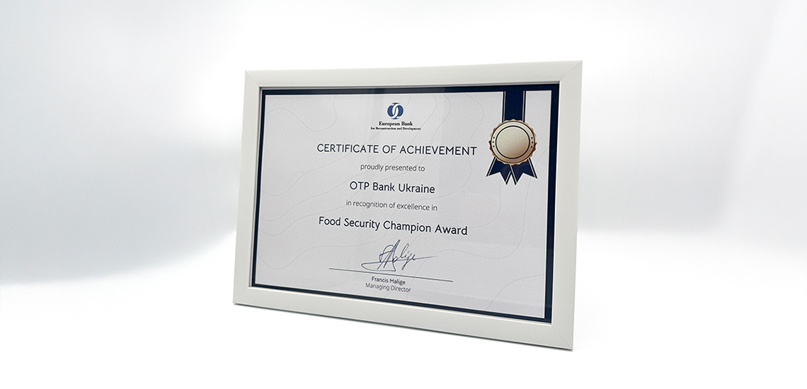 OTP BANK received EBRD “Food Security Champion” award