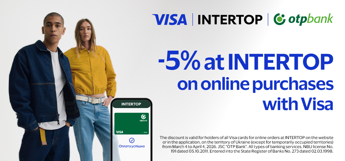 Update your wardrobe at INTERTOP with a 5% discount using your Visa card from OTP Bank